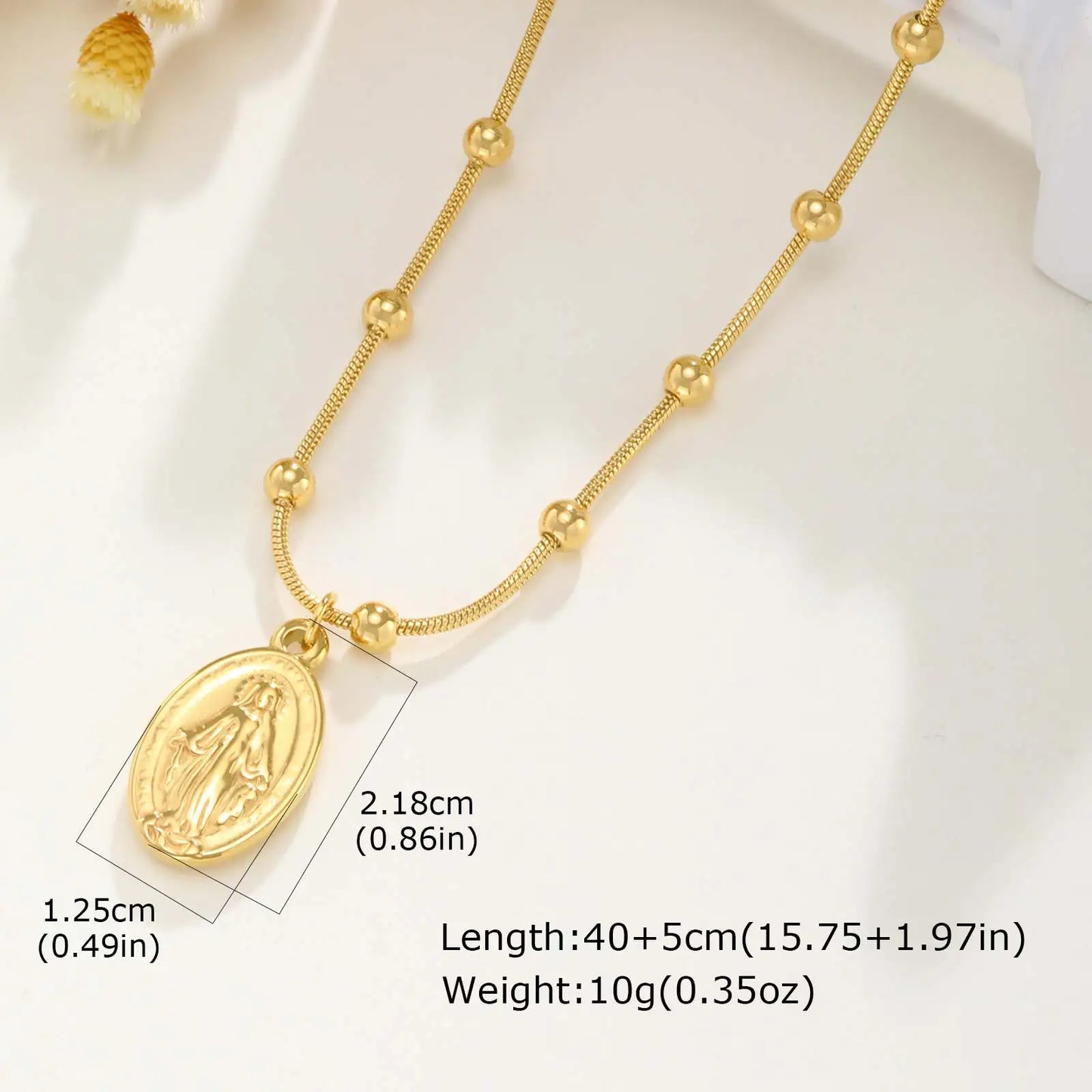 Collar de la Virgen · Acabado Dorado Premium